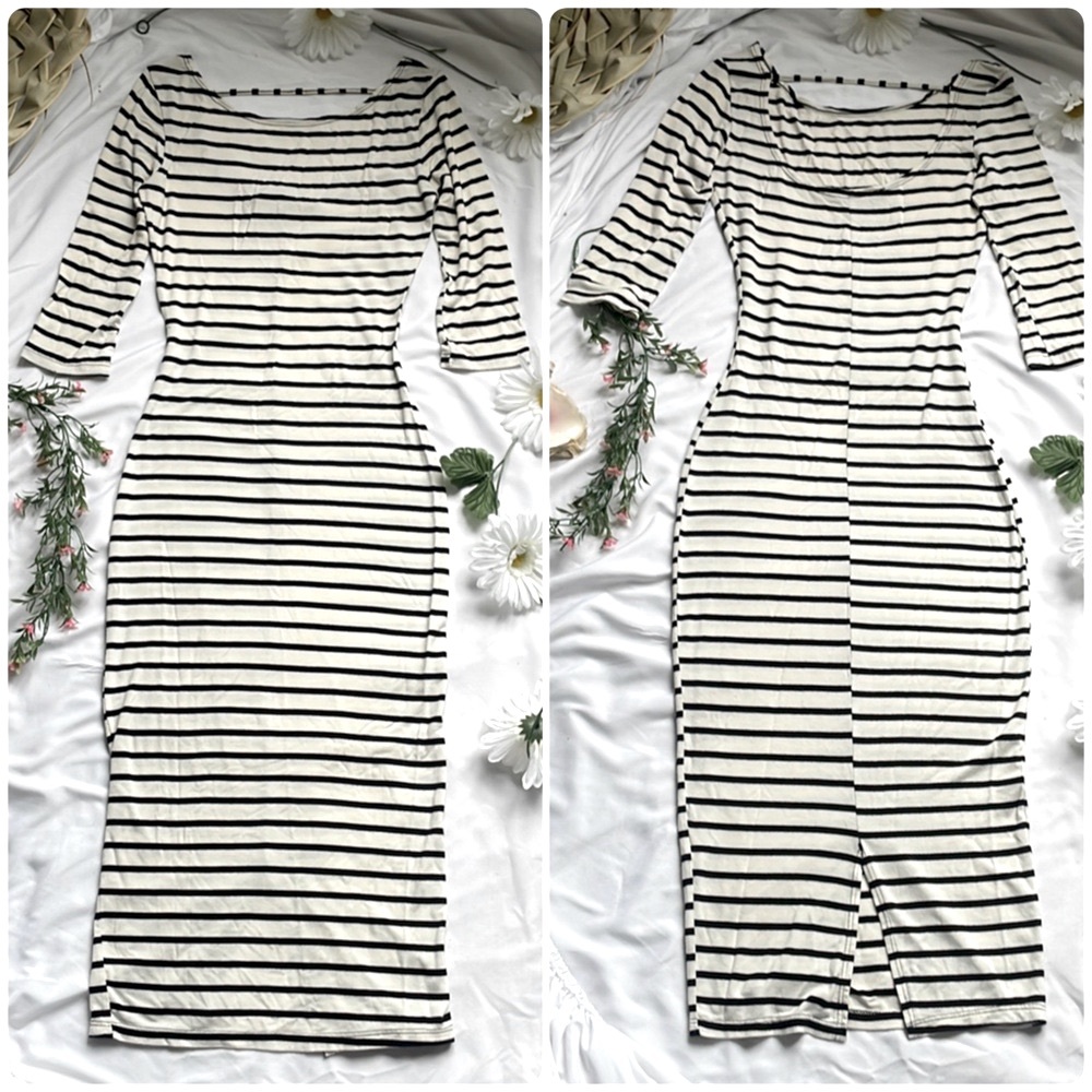 Summer White & Black Striped Dress - Picture 5 of 15